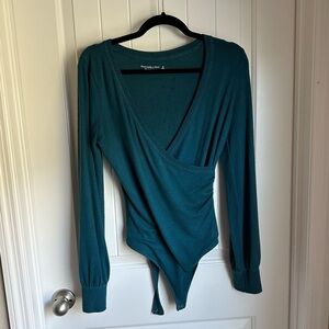 Abercrombie & Fitch (A&F) Dark Green/Teal Long Sleeve Bodysuit | Women's M/6